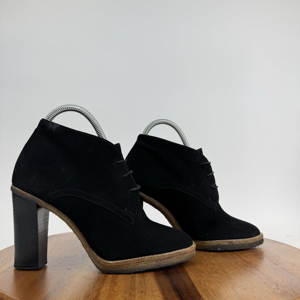 Womens Ralph Lauren Purple Collection Franny Black Suede Heeled Boots Size 6.5 M